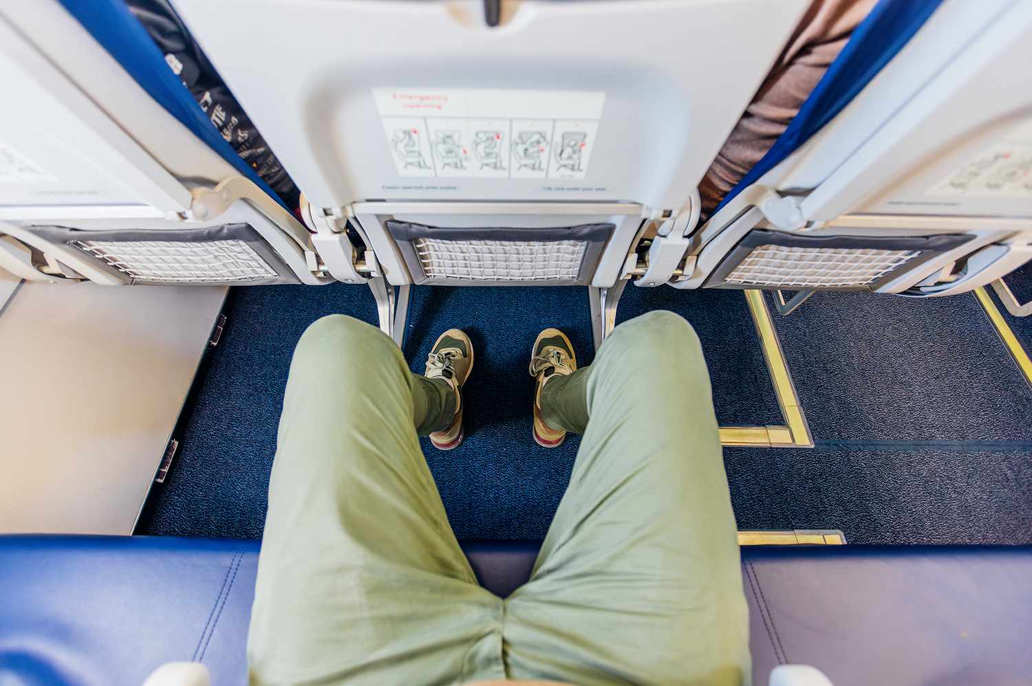 Inside airplane cabin